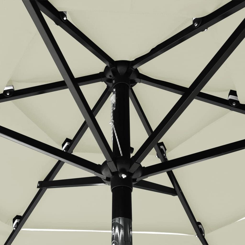 Parasol ogrodowy parasol przeciwsłoneczny do roślin, z aluminiowym masztem, 3-warstwowy, kolor piaskowy, 2 m
