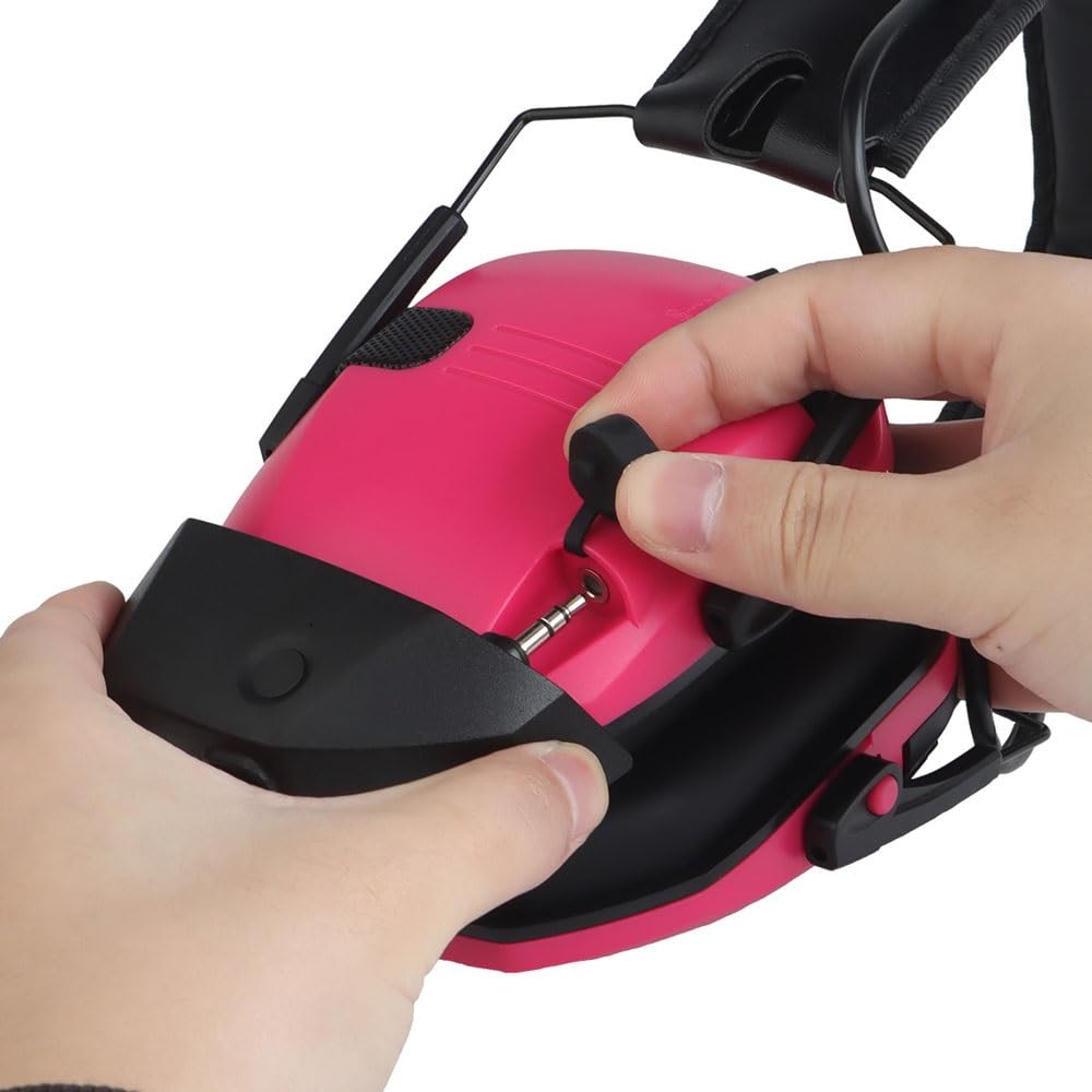 Generisch Elektronischer Gehörschutz für Schießen mit kabellosem Bluetooth-Adapter, Taktisches Headset mit Geräuschreduzierung für den Einsatz auf dem Schießstand(Pink)