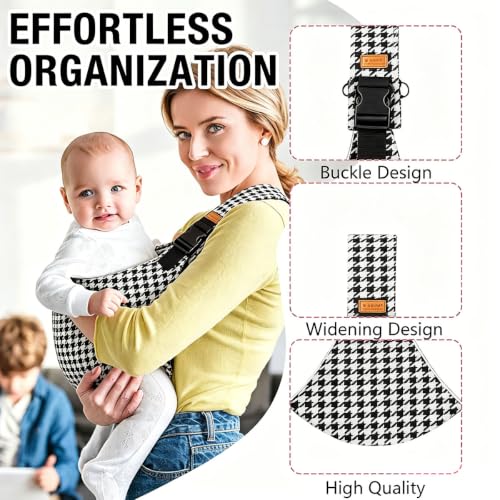 Image of Baby Carrier for 6 Months to 36 Months Baby, Adjustable Front Facing Baby Carrier, Ergonomic Support for Daily Walks and Travel, Comfortable Baby Sling Carrier (Black and White Grid)
