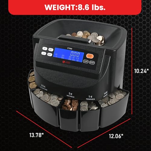 Image of LLIKED Coin Counter & Sorter Machine 5 US Coins 50 Wrappers 270 /min LCD