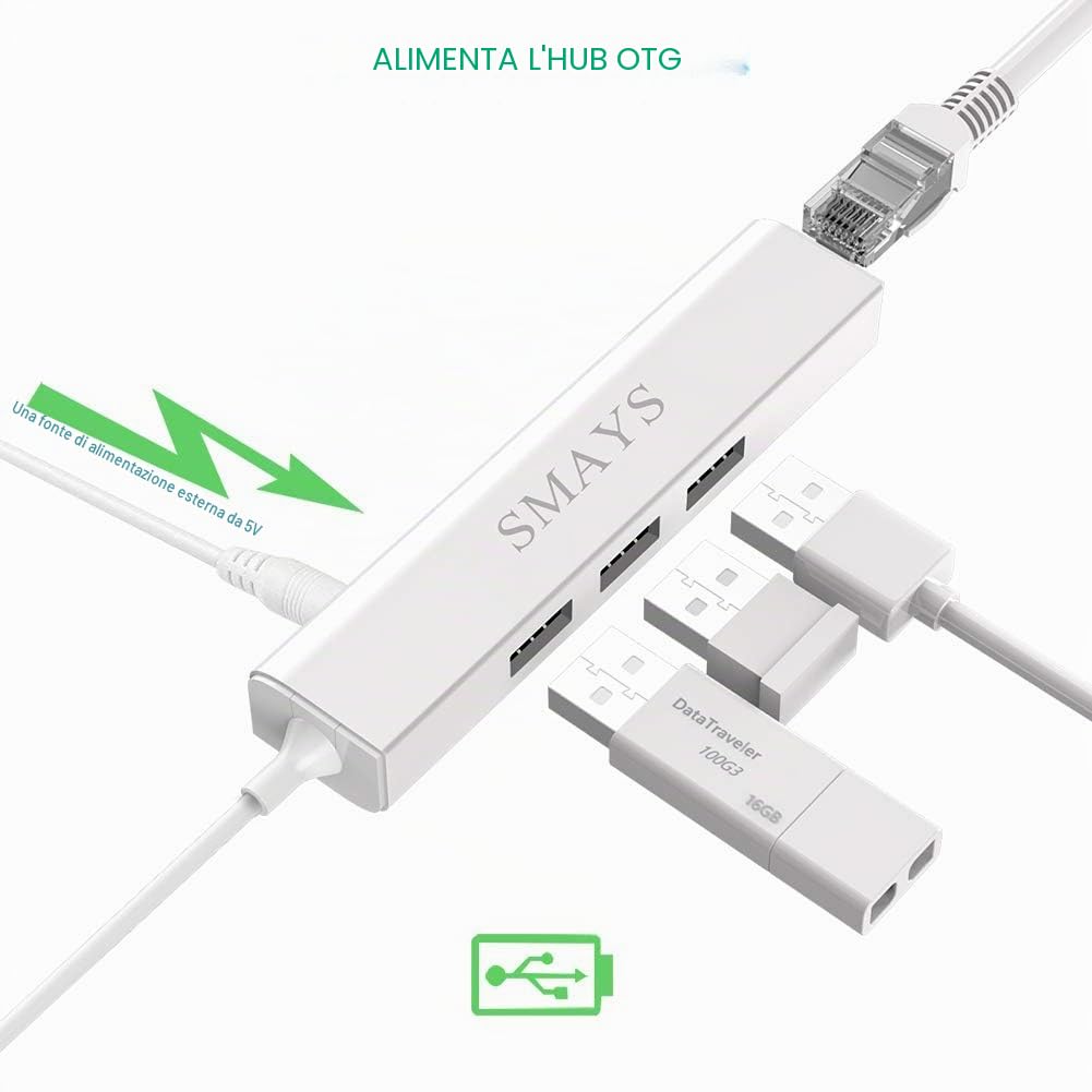 Adattatore Ethernet LAN Micro USB con hub USB RJ45 3 per Dispositivo Streaming TV Stick