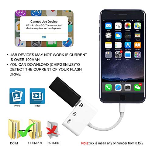 Image of rosyclo Lightning to USB3 Camera Adapter, Apple MFi Certified 3 in 1 USB 2.0 Female Cable OTG Adapter with Charging Port,Compatible with iPhone12 /11 /11Pro /X /8 /7 /6 /iPad,USB Drive,MIDI Keyboard,Mouse