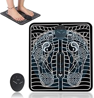 EMS Electric Foot Massager Machine, Foot Circulation Massager, Portable Foot Reflexology Massager, Foldable Foot Massager Mat for Feet Leg Pain and Circulation, 6 Modes 9 Strength (Battery Type)