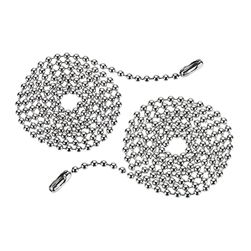 Image of uxcell Pull Chain Extension 2.13 Ft Stainless Steel 3.0mm Beaded for Light Fan 2pcs