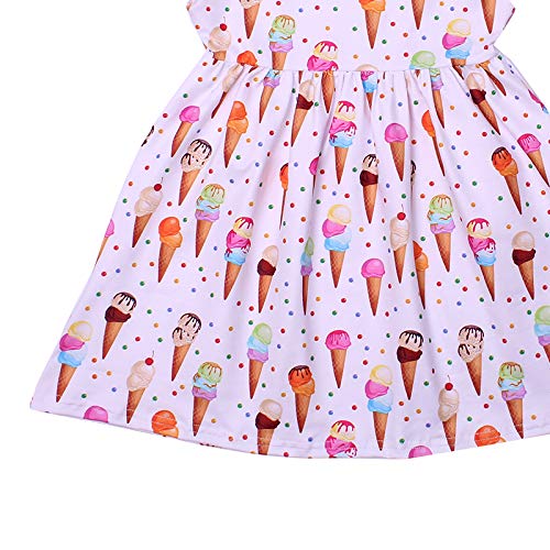 Toddler Girls Summer Ice Cream Print Sleeveless Dress Kids Cute Skirt4
