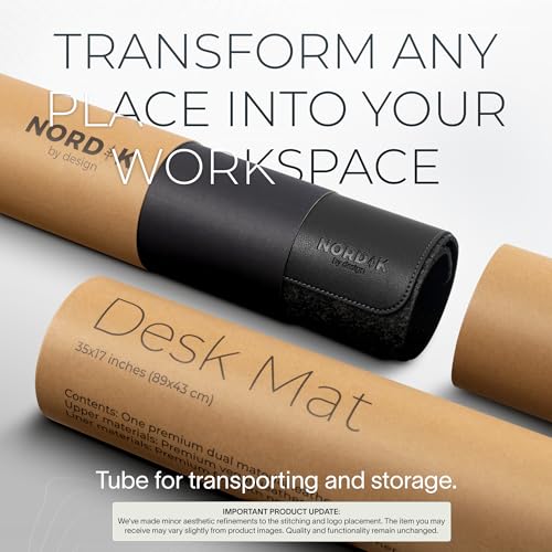 Image of Nordik Felt and Leather Desk Mat - Dual Layer True Black 35 x 17 in