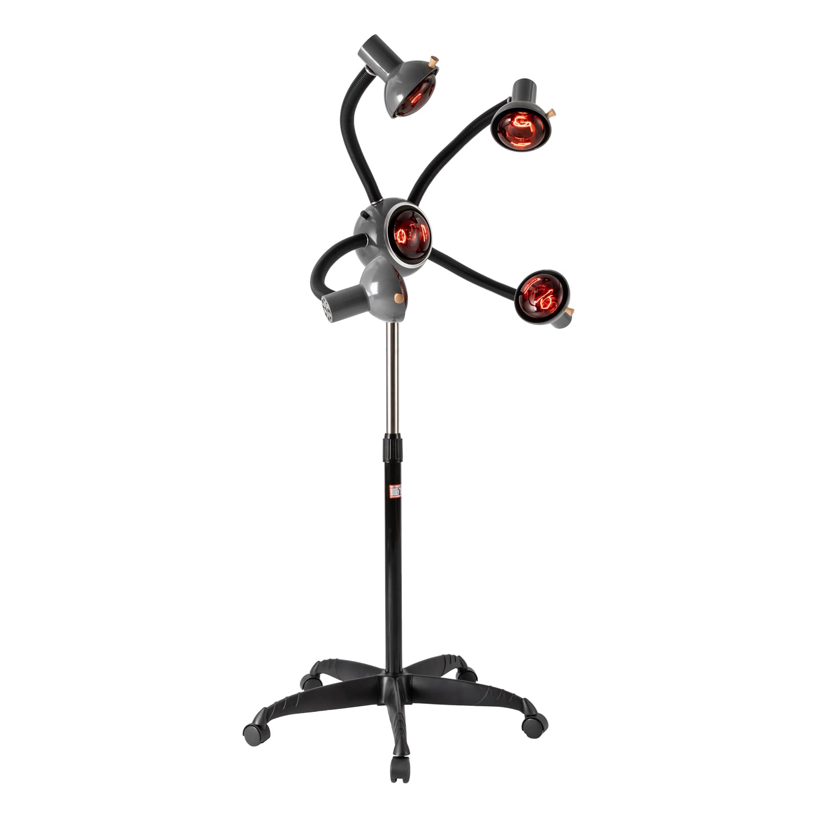 CRYBY 5-Head Salon Hair Steamer, 750W Infrared Hair Dryer Color Processor Accelerator Heater Lamp Hair Perming Dyeing Machine with Rolling Wheels, Standing Infrared Heater Salon Vaporizer, 110V