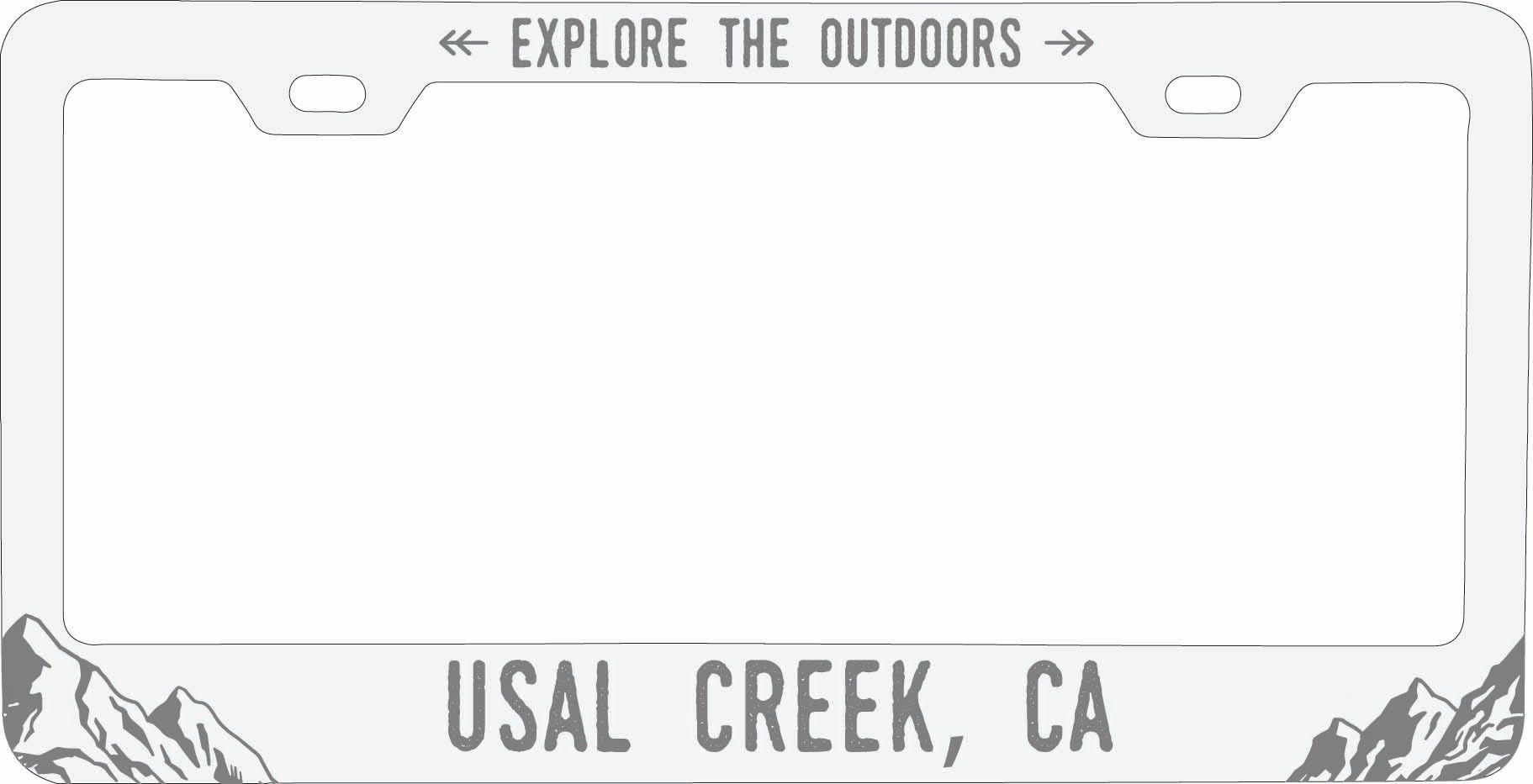 Usal Creek California Souvenir Engraved Metal License Plate Frame Explore the Outdoor design White