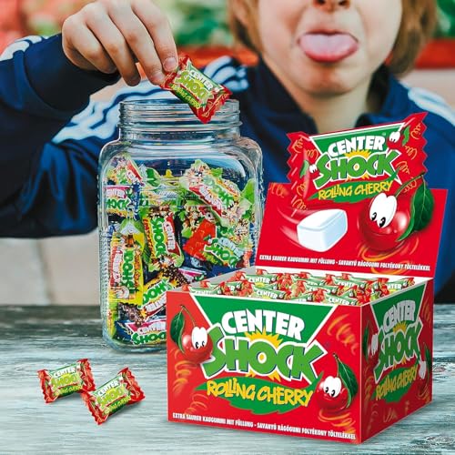 Center Shock Rolling Cherry, Box mit 100 Kaugummis, extra-sauer mit Kirsch-Geschmack, geeignet für Geburtstag, Pinata, Candy-Bar… – Ansicht 3