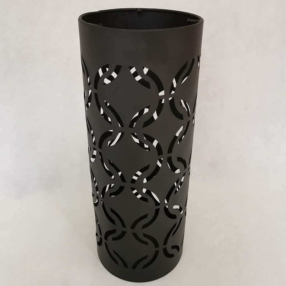 Paraguas cubo hueco fuera patrón de metal gran capacidad paraguas estante creativo piso paraguas almacenamiento cubo para particulares Hotel(Black)