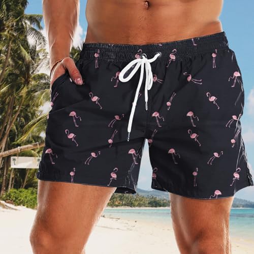 Mens Swim Trunks 5 Inch Mesh Lining Quick Dry Bathing Suits Swimwear