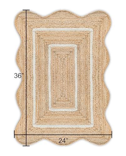 Tapete decorativo de yute natural con diseño ondulado 2'x3' miniatura 2