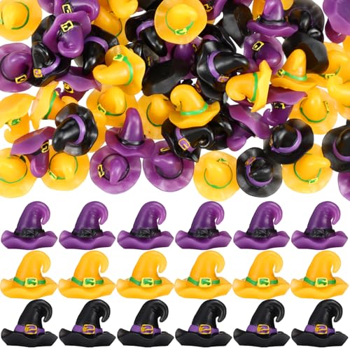 Wesiti 90 Pcs Halloween Mini Resin Witch Hats Miniature Witch