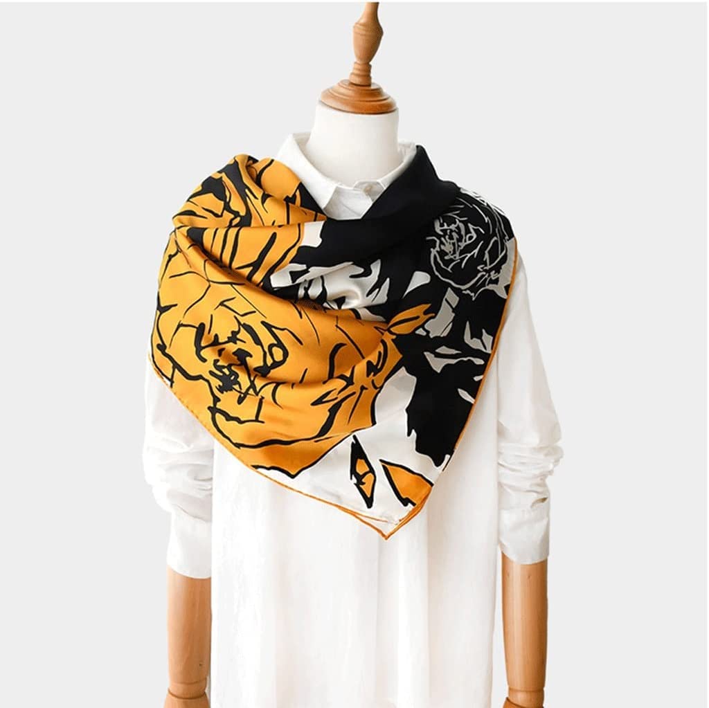 Bufanda de Mujer Bufanda de Seda Estampado de Mujer Cuadrado Primavera y otoño Bufanda de Seda Chal Bolso Damas (A Talla única)