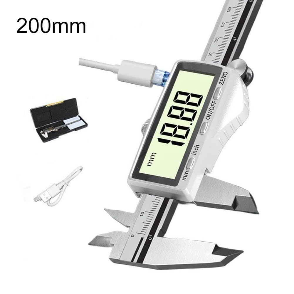 Calibrador digital recargable Vernier de 0,01 mm de precisión USB, carga para regla de acero inoxidable, medición industrial, 150 mm