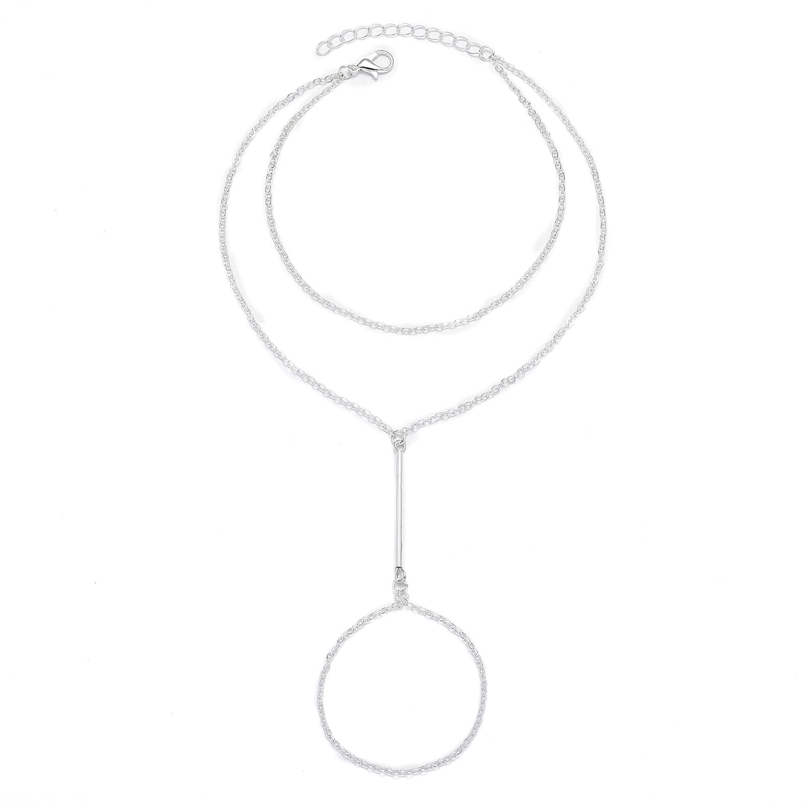 OlbyeBar Ring Toe Anklet Bracelet Silver Barefoot Sandals Simple Ankle Bracelet Foot Chain Jewelry for Women 1Pcs