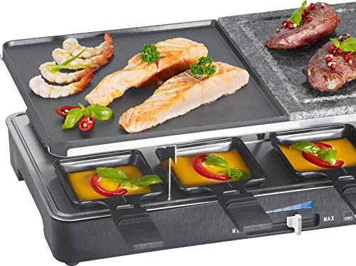 Clatronic RG 3518 Raclette-Grill mit heißem Stein zum Grillen und Überbacken, Wendegussplatte, Tischgrill elektrisch mit… – Bild 3