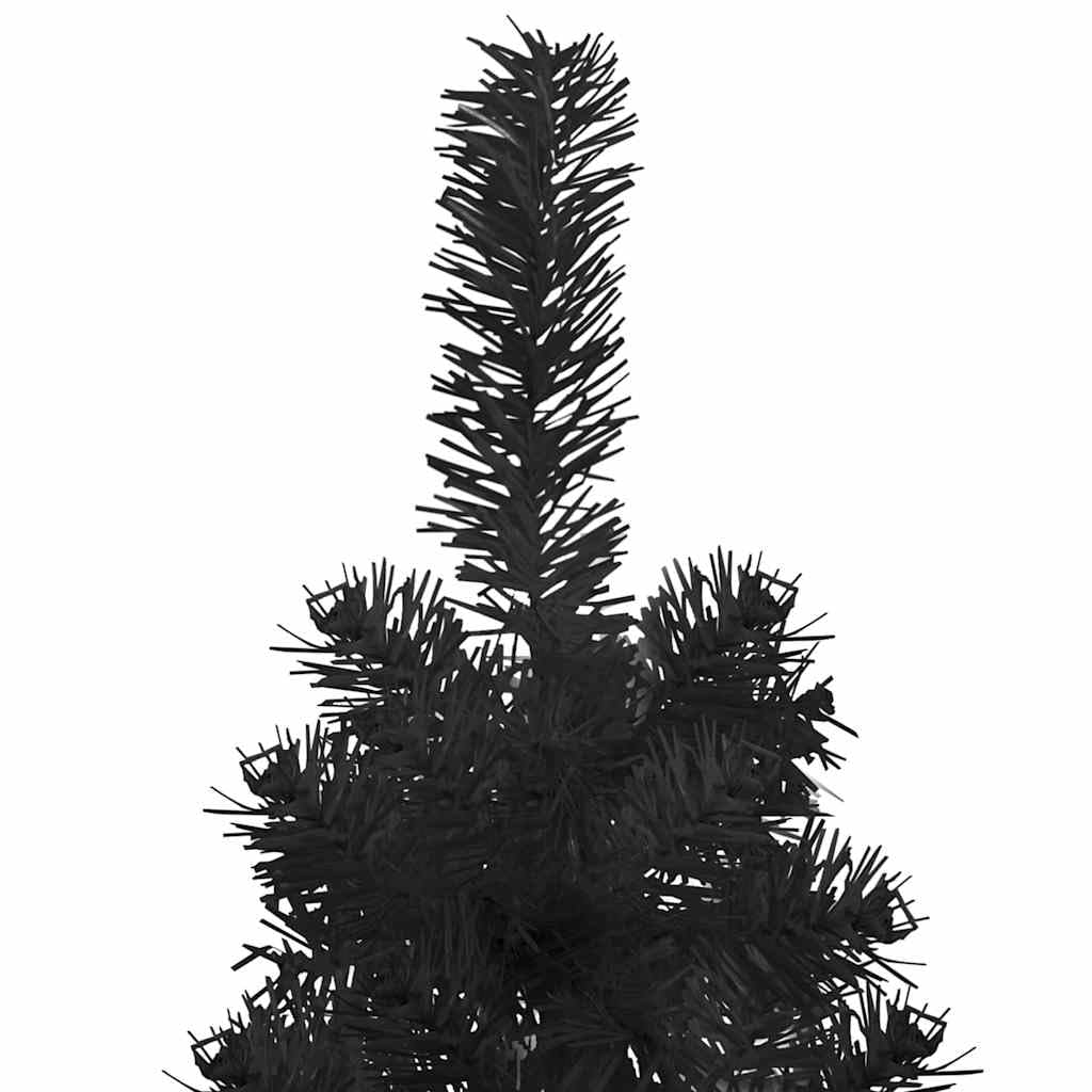 Albero di Natale artificiale sottile, nero, 120 cm, con supporto, 80 punte, realistico, salvaspazio, ideale per soggiorno, ufficio, interni ed esterni, decorazione natalizia