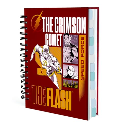 2026 Hardcover Spiral Notebook Journal with 12 Dividers Tabs Weekly & Monthly Planner Productivity Journal Superhero Theme Leather Organizer for Work School Adults Teens and Professionals (FLA-RED)