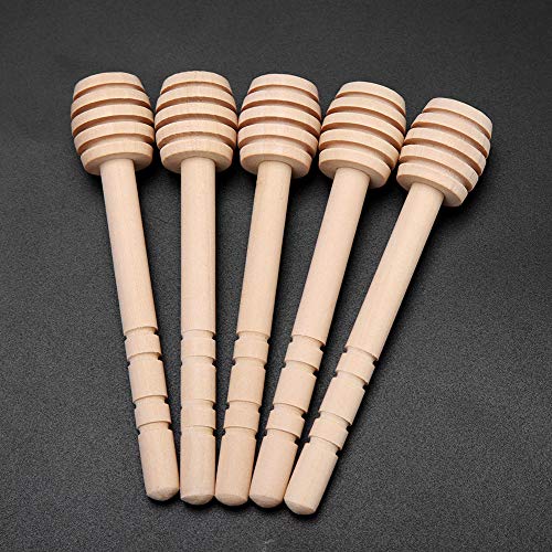 24Pcs Honey Dripper Stick Honey Dripper, Wood Honey Dripper, Wooden Jam Syrup Drizzler Stirring Rod Kitchen Gadgets for Bread Tea (10cm)