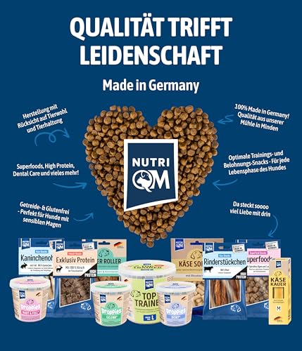 NutriQM® Exklusiv Protein Hundesnack Ziege | 5 x 100 g | Monoprotein & Getreidefrei | Hundeleckerli für Sensible Hunde | Ohne künstliche Zusätze | Ideal als Trainingsleckerli | Made in Germany