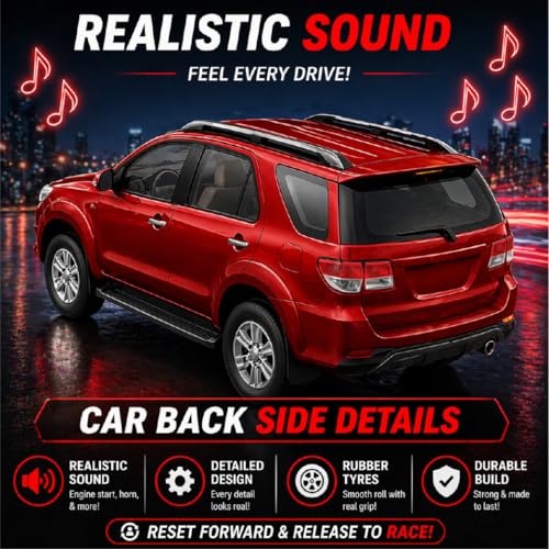 Image of Pringo Fortuner Toy Car for Kids | 1:36 Scale Diecast Pull Back Metal SUV Car | Openable Doors, Boot, Light & Sound Fortuner Toy Car for 3+ Year Boys | Gift Toy for Kids (Fortuner RED)