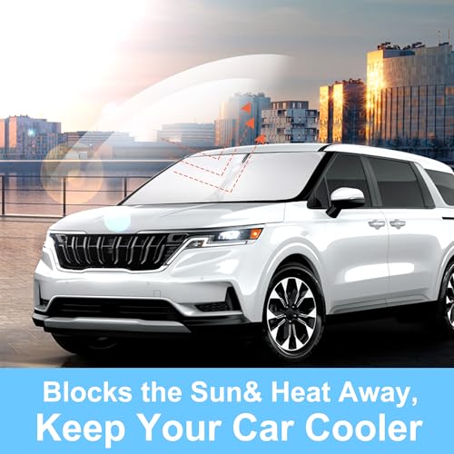 Image of Windshield Sun Shade Custom Fit for 2022 2023 2024 2025 2026 Kia Carnival Accessories Foldable Sunshade Sun Blocker Protect Car from Sun Rays & Heat Damage Keep Car Cooler