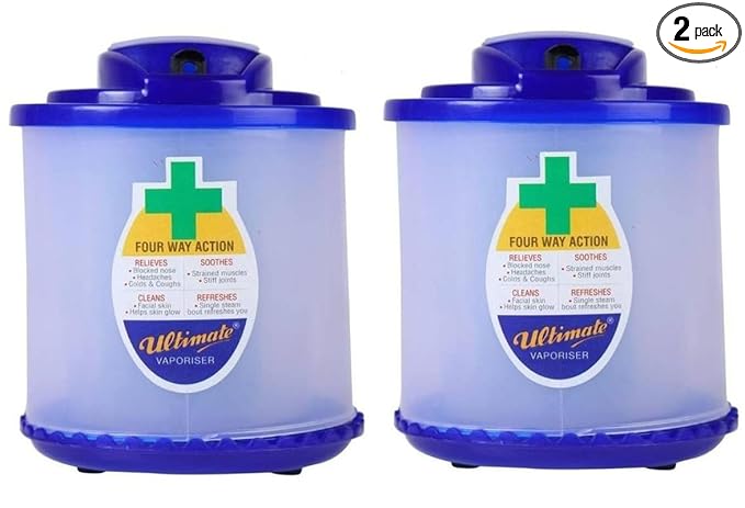 Crescent Ultimate Plus 4 way action Vaporizer, Inhaler, Nozzle for Cold and Cough, Nasal Sinus Congestion, Aroma Therapy, Vaporiser for Respiratory Problems for Unisex, Blue, Pack of 2