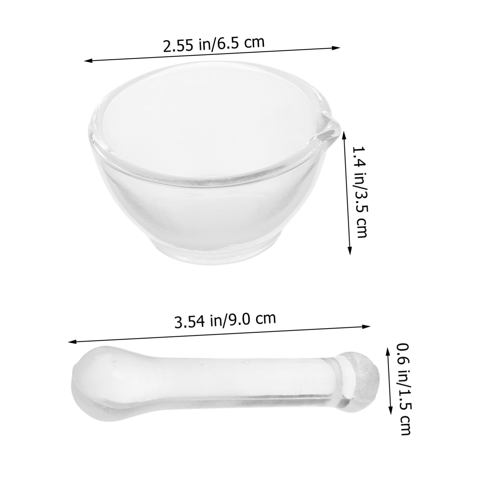 Mortero Vidrio para Moler Medicamentos Mano Ergonómica, Recipiente Laboratorio y Farmacia, Tazón para Molienda Segura y Duradera