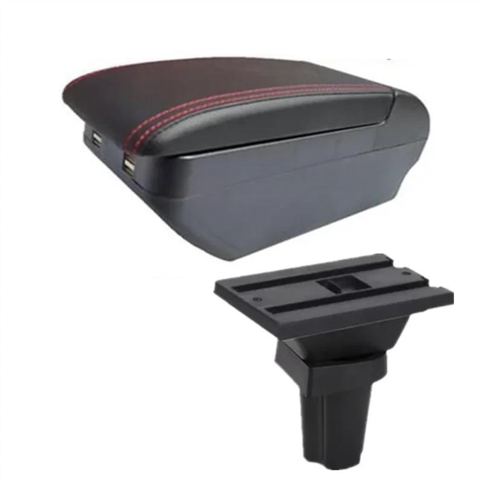 NOHEEU Car Armrest Interior Parts Special Retrofit Center Storage Box Accessories For Picanto For Morning(H red line 4USB)