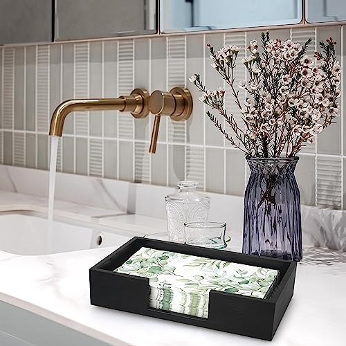 Black Wooden Napkin Holder Guest Towels Holder Flat Bathroom Napkins Holder Disposable Hand Towel Tray Cocktail Napkin Holder for Table Kitchen Counter Modern Paper Towel Holder Basket Accessories by Renawe - Used condition - Image 2