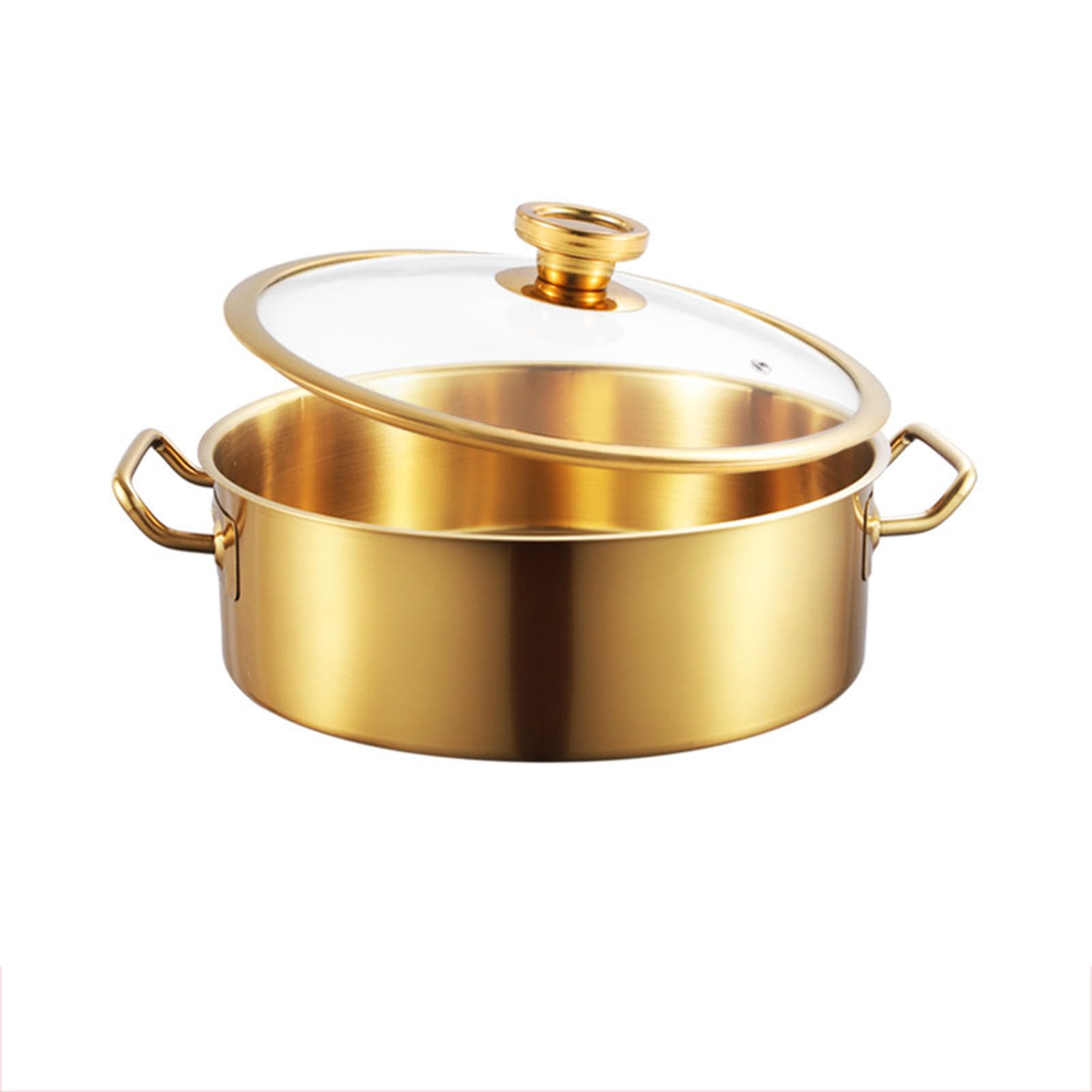 Kochtopf ShabuPot mit Trennwand und Deckel, Shabu-Topf aus Edelstahl 304, Suppenkellen für Induktionsherd, Gasofen, Cerankochfeld, Suppenkelle im Lieferumfang enthalten, transparen