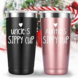 Mamihlap Uncle's and Auntie's Sippy Cup Travel Mug Tumbler.Uncle & Aunt Gifts.Birthday Fathers Mothers Christmas Day Gifts for Uncle and Auntie from Nephew and Niece.(20oz Black&Rose Gold) Mamihlap Uncles and Aunties Sippy Cup Travel Mug TumblerUncle Aunt GiftsBirthday Fathers Mothers Christmas Day Gifts for Uncle and Auntie from Nephew and Niece20oz BlackRose Gold