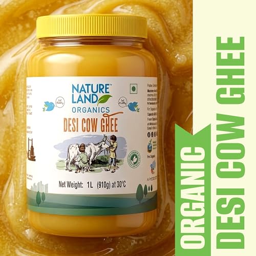 Image of Natureland Organics Premium Cow Ghee 1Ltr - 100% Organic Indian Cow Ghee - Billona Ghee 1ltr