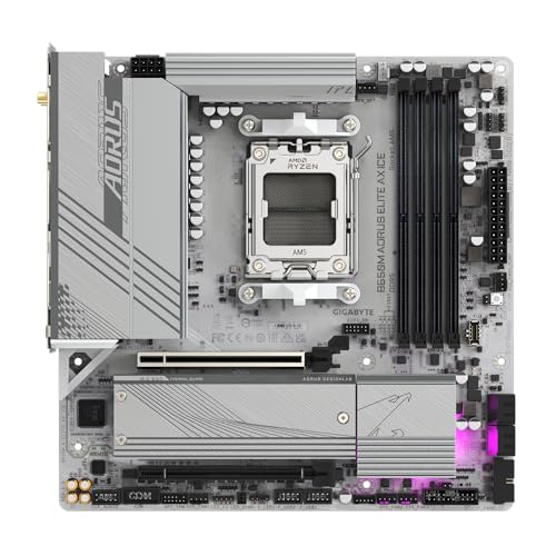GIGABYTE B650M AORUS ELITE AX ICE Scheda madre - AMD Ryzen serie 9000, VRM a 12+2+2 fasi, fino a 8000 MHz DDR5 (OC), 1xPCIe 5.0 + 1xPCIe 4.0 M.2, LAN 2,5 GbE, WIFI 6E, USB 3.2 Gen 2x2 - Scheda madre - Immagine 1