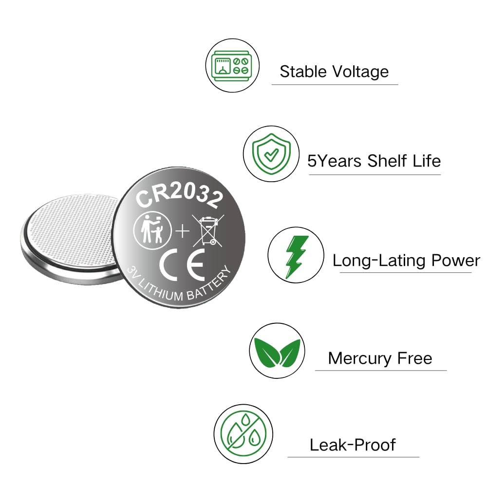 Toyohira CR2032 Lithium-Knopfzelle mit 3 V, Kindersicherheitsfunktionen, 2032-Batterien, 18 Stück, kompatibel mit Apple AirTag, Schlüsselanhänger und anderen Geräten, CR2032-Batterien, 3 V CR2032