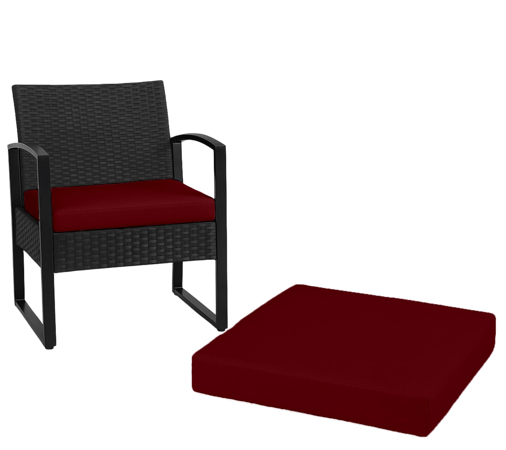 Dazzle Collection Waterproof seat pads for garden chairs Indoor & Outdoor Garden Sofa Foam Seat Pad patio bench Cushions Pad ((50CM X 50CM X5CM), Burgundy)