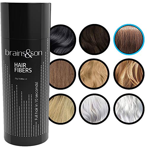 brains&son Streuhaar - Premium Haarverdichtung/Schütthaar mit Soforteffekt bei Geheimratsecken, Haarausfall und lichtem Haar - Haarpuder | 25g (Braun)