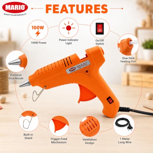 Add Mario 100W Hot Melt Glue Gun for Crafting, DIY and Repair, 5 - Image 5