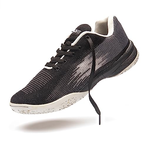 Boldfit Badminton Shoes Men for Shuttle Non Marking Shoes for Badminton Men & Women Sports Court Shoes for Badminton, Volleyball Shoes, Lining Badminton Shoes, Tennis Shoes – Black Grey Size – 9