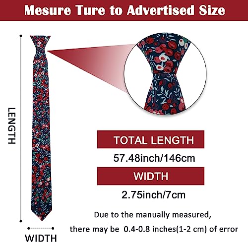 Image of Mantieqingway Men's Cotton Floral Neck Tie 2.56'' Printed Skinny Tie