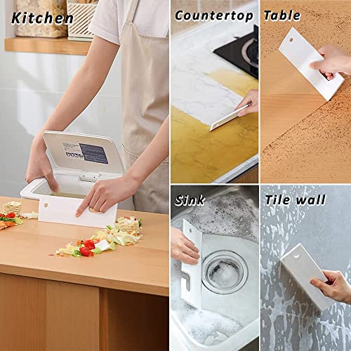 Image of White Silicone Squeegee with Hanging Hook, Water Blade for Cleaning Bathroom Shower Mirror Glass, Kitchen Countertop Sink, Car Windows Wiper Scraper, Flexible All-Purpose Waterblade Cleaner Tool, 1PCS