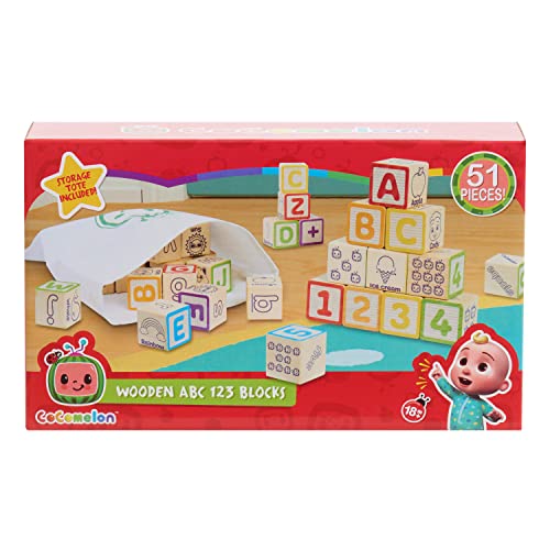CoComelon 51-piece Classic ABC Wooden Block Set, Preschool Building Toys, Learning and Education, Kids Toys for Ages 18 Month, Amazon Exclusive by Just Play - image 7