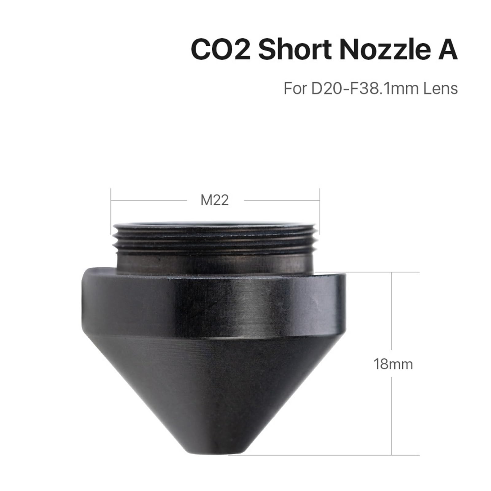 Nozzle for Dia.20 FL38.1 Lens N01F CO2 Short Nozzle A with Fitting M5 for Laser Head at CO2 Laser Cutting Machine