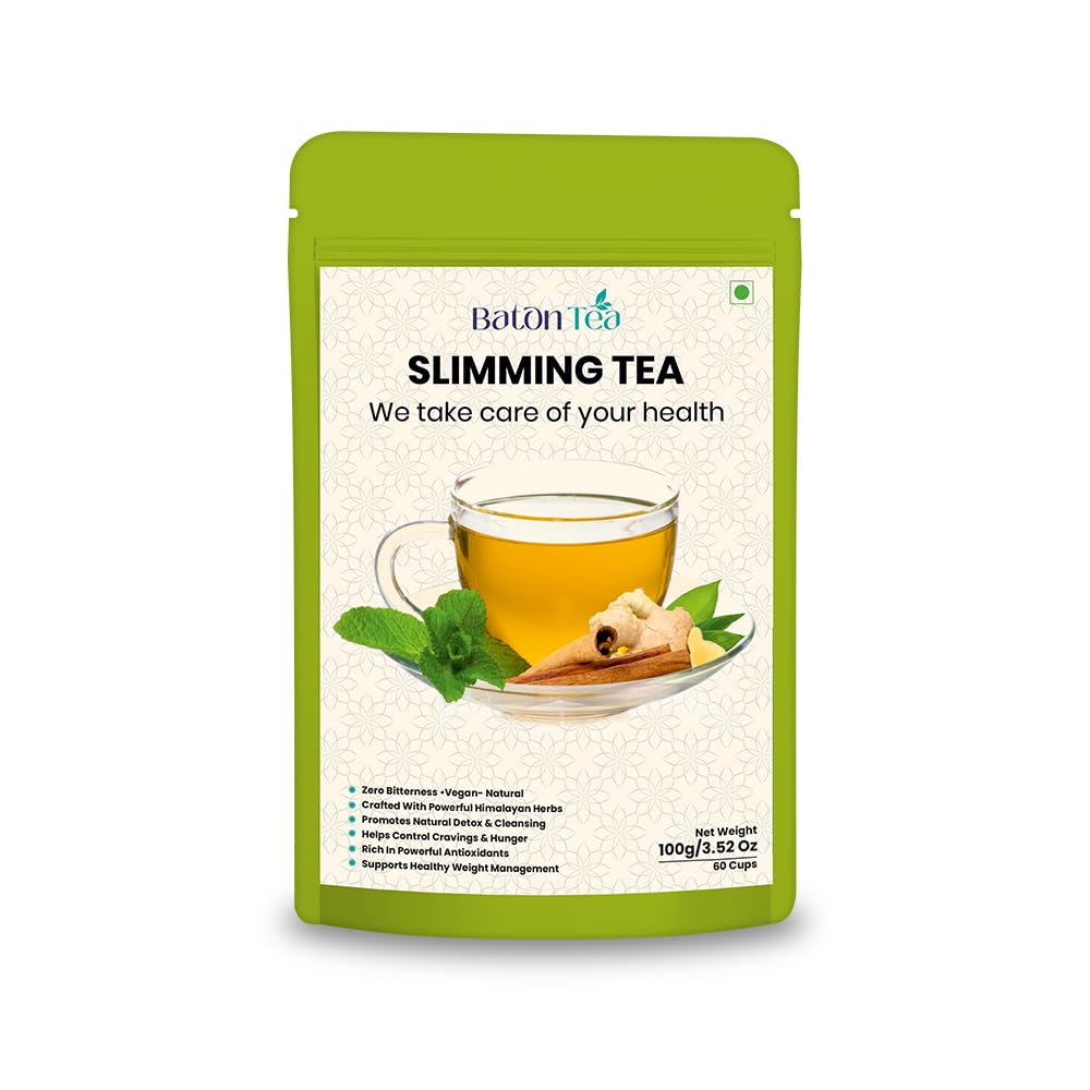 - Baton Slimming Herbal Green Tea | Loose Leaf Detox Blend with Garcinia Cambogia, Herbs & Spices | Supports Weight Management & Digestion | Zero Sugar | Non-Bitter | 100g (Pack 1)