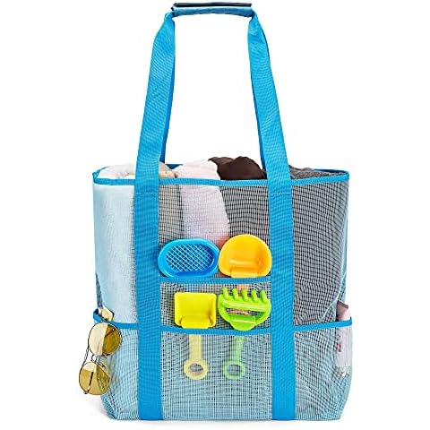 Extra Large Beach Mesh Bags Sandless Totes Beach Bag for Toys Swimming Picnic Shopping Laundry Grocery XXL Blue Cover