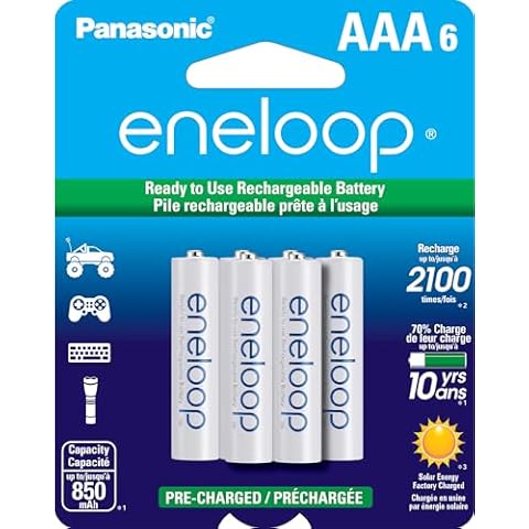 Eneloop Panasonic BK-4MCCA6BA AAA 2100 Cycle Ni-MH Pre-Charged Rechargeable Batteries, 6-Battery Pack Cover
