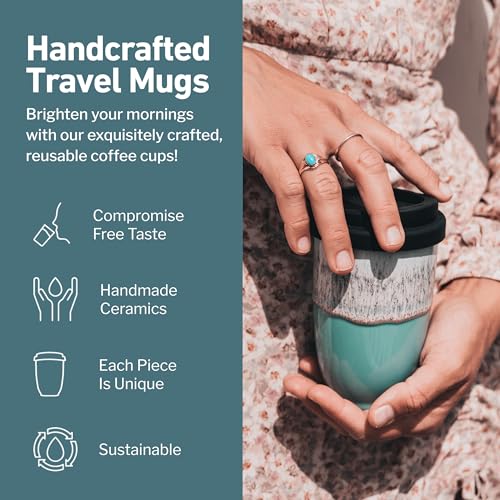 Image of NOVA CERAMICS Travel Mug - Travel Coffee Mug - Reusable Coffee Cup Unique To Go Mug - Microwave & Dishwasher Safe Coffee Tumbler - Gifts For Women Men Him Her - 12oz - Nebula