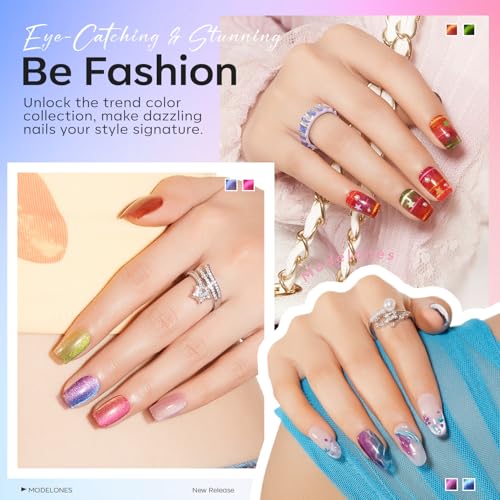 Image of modelones Cat Eye Gel Nail Polish Set Glitter Sparkle 32PCS 28Colors