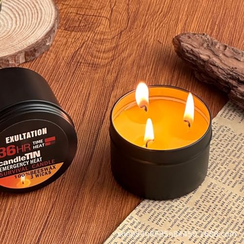 Kerzen lange brennen | Emercys Survival Kit | 6 Stücke Survival Candle 36 Stunden Emercys Home Candles mit 3 Dochten | szinnkerzenlichter zum Wandern, Camping, Wintersturm – Bild 5
